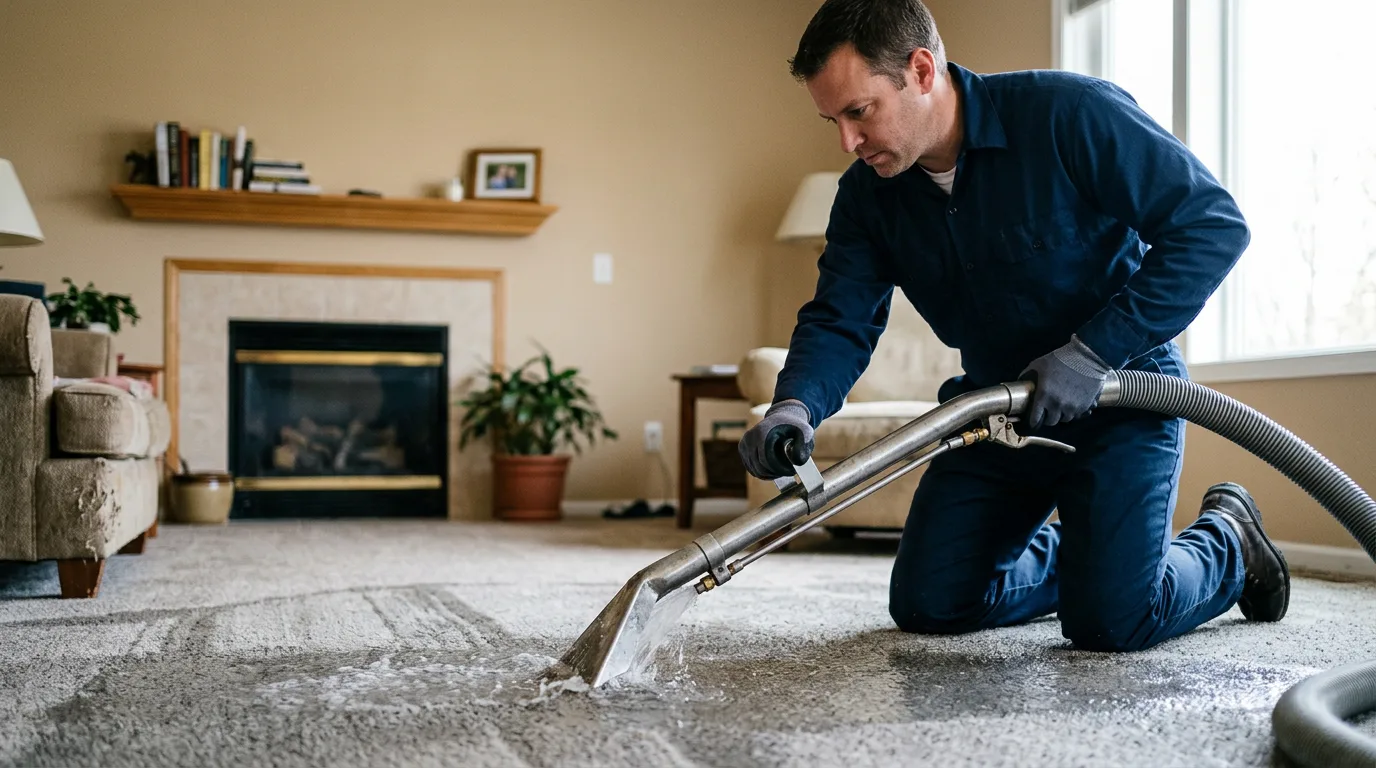 Water damage restoration technician working near Powhatan, LA